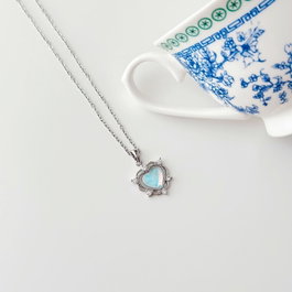 Heliophilia Silver Collar de Acero Inoxidable 316L, Azul Claro y Plata, Resistente al Agua, Longitud 45 cm + 5 cm Extensión